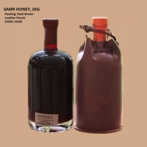 Mazaraa Organic Honey SAMR Honey 1KG with Dark Brown Leather Pouch​​